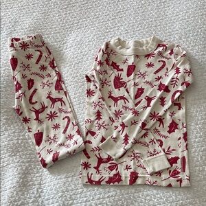 Hanna Andersson Cream and Red Holiday Print Pajama Set